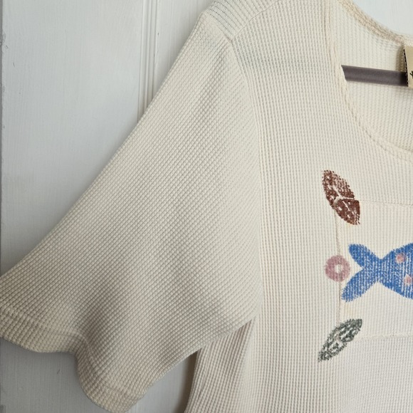 VTG Blue Cactus Maxi Short Sleeve Waffle Knit Top w/ Linen Look Skirt Dress L - Picture 11 of 13